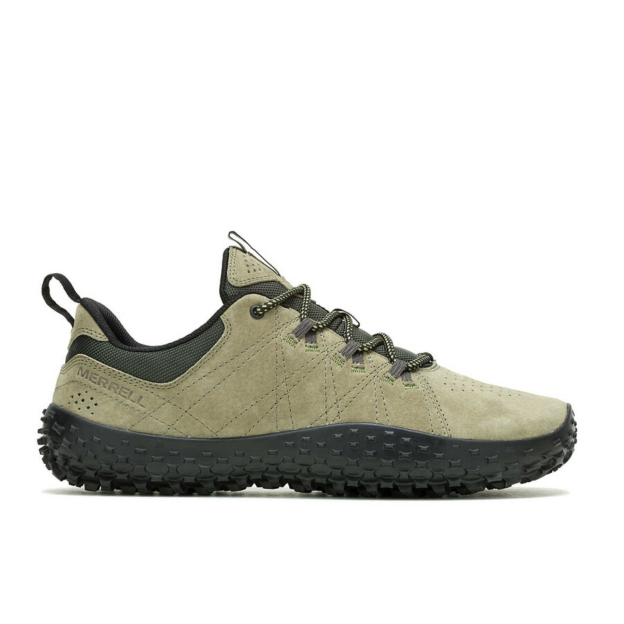 sapatos masculinos wrapt barefoot nas cores verde-oliva e preto.