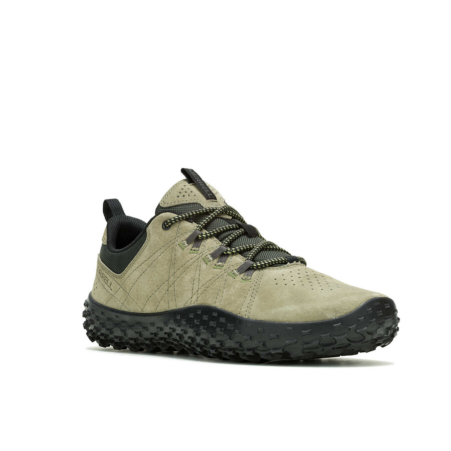 sapatos masculinos wrapt barefoot nas cores verde-oliva e preto.