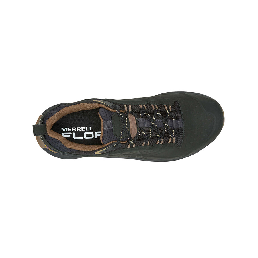 sapatos de caminhada impermeáveis moab speed 2 de couro para homem pretos.