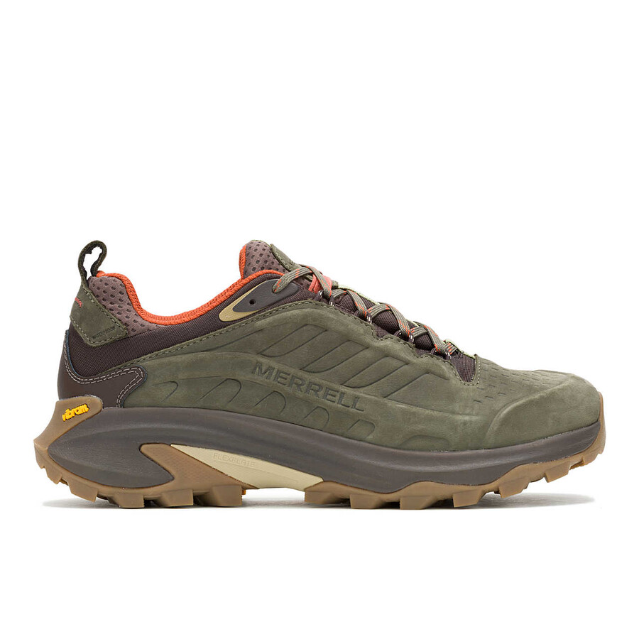 sapatos de caminhada impermeáveis moab speed 2 masculinos em couro cor oliva.