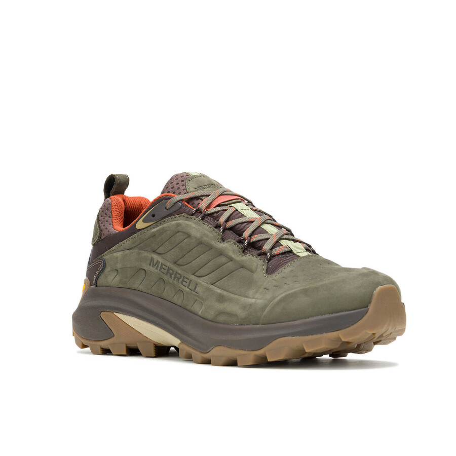 sapatos de caminhada impermeáveis moab speed 2 masculinos em couro cor oliva.