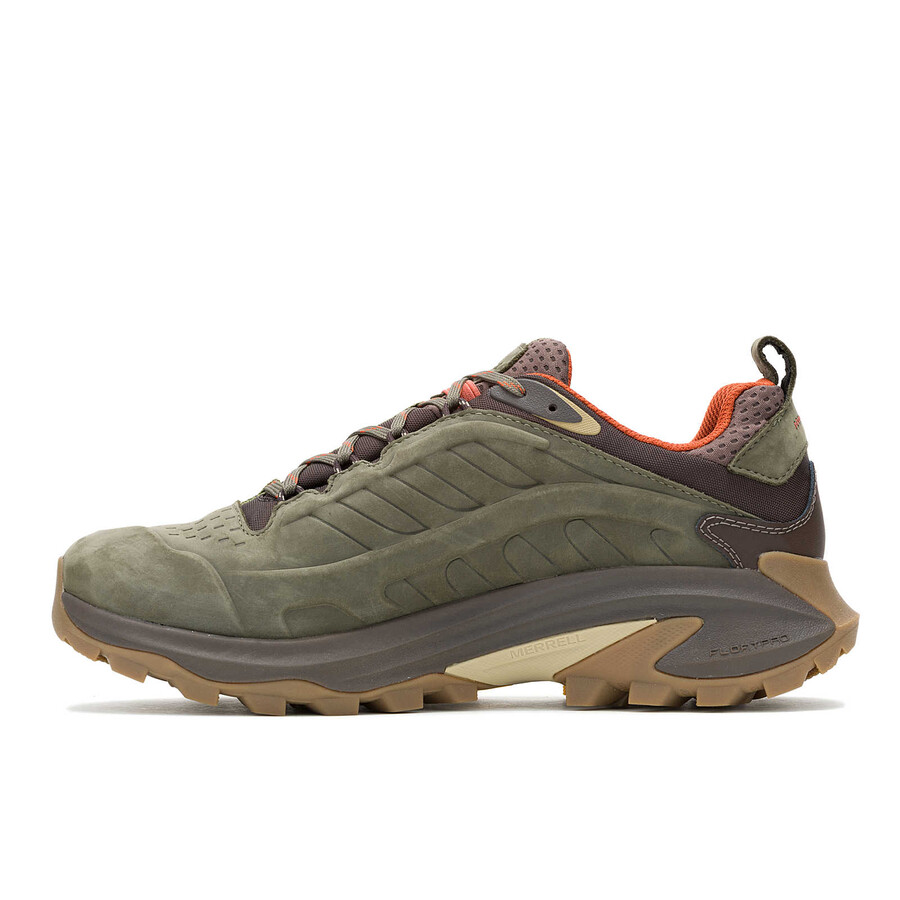 sapatos de caminhada impermeáveis moab speed 2 masculinos em couro cor oliva.