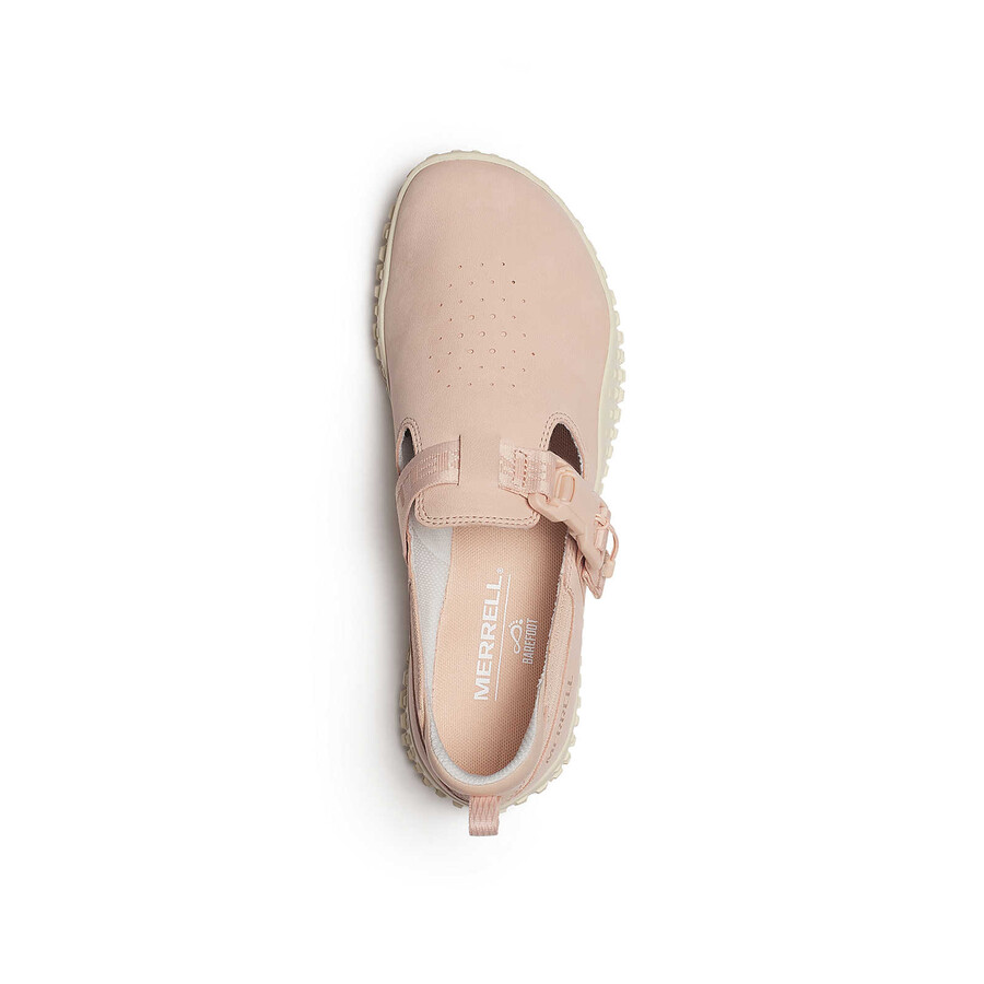 sapatos femininos de nobuck com fivela envolvente cor rosa sal