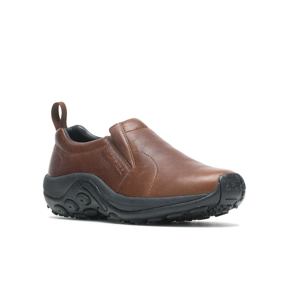 sapatos casuais masculinos jungle moc em couro largura 2 cor terra.