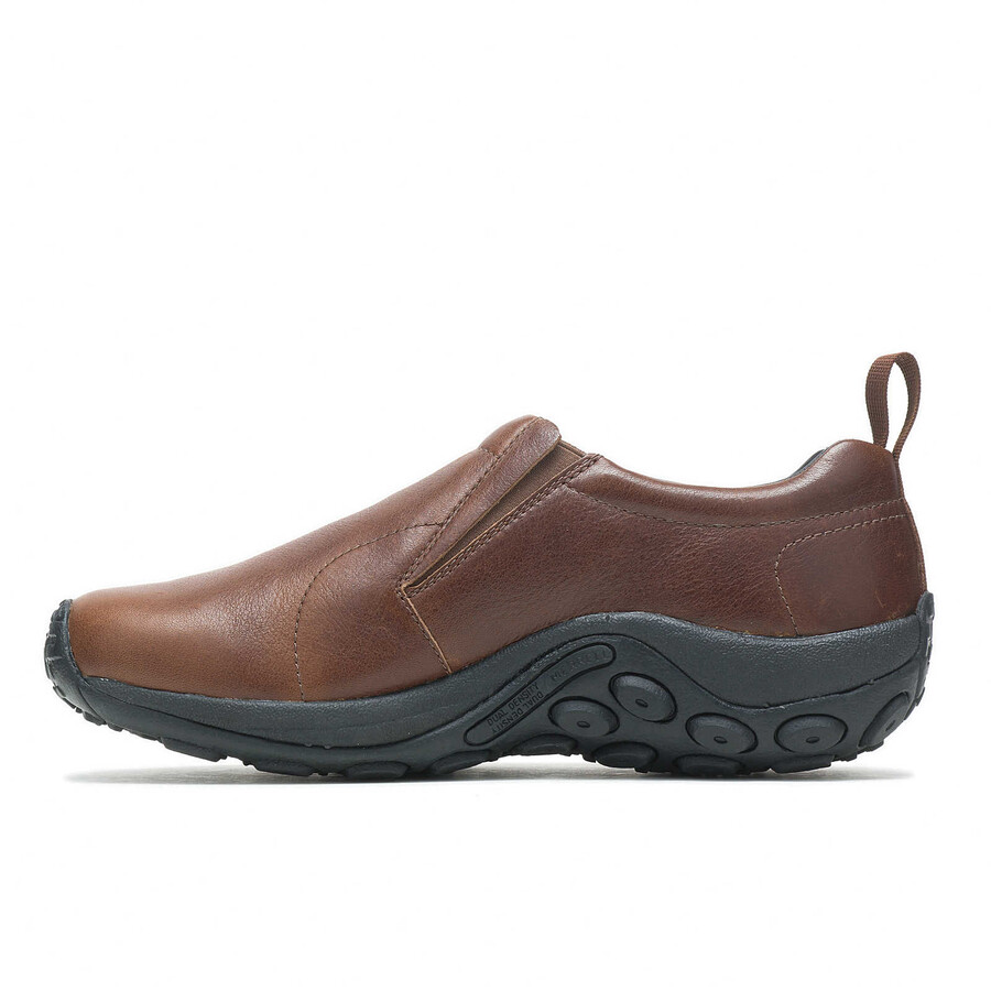 sapatos casuais masculinos jungle moc em couro largura 2 cor terra.