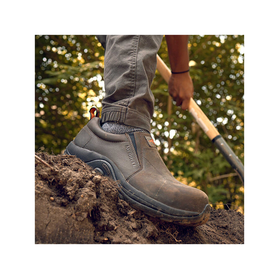 compre sapatos masculinos jungle moc de couro com biqueira de compressão pretos