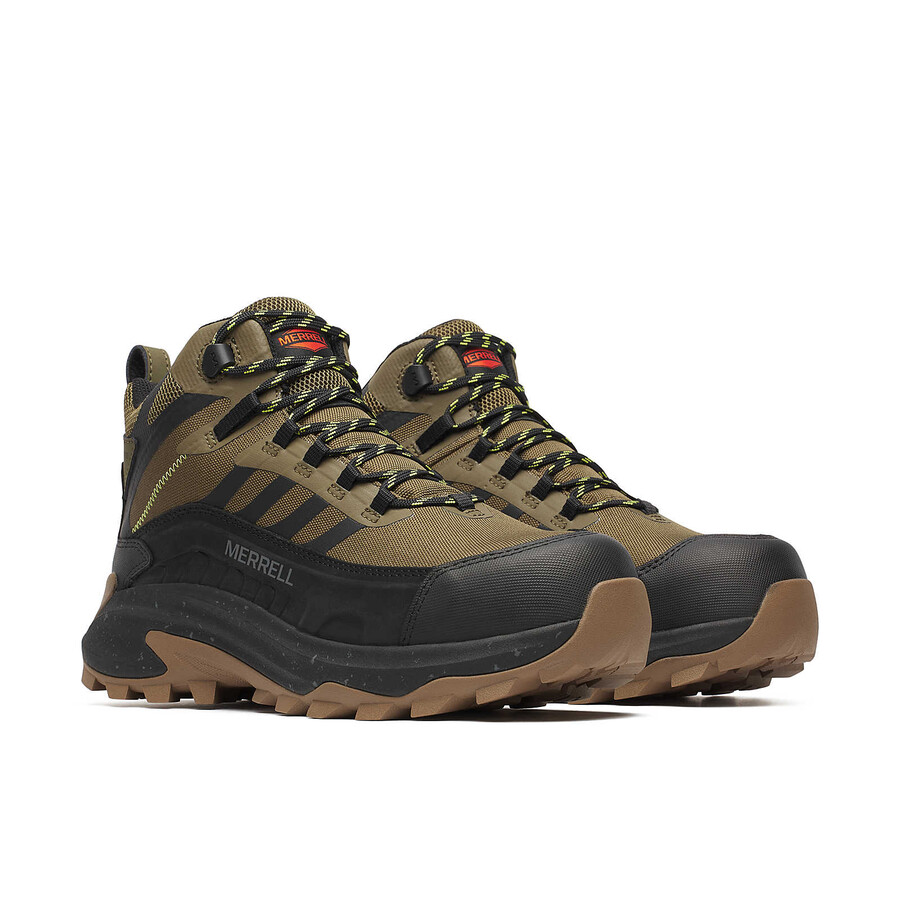 sapatos de trabalho impermeáveis moab speed 2 fx mid em fibra de carbono para homem cor oliva.