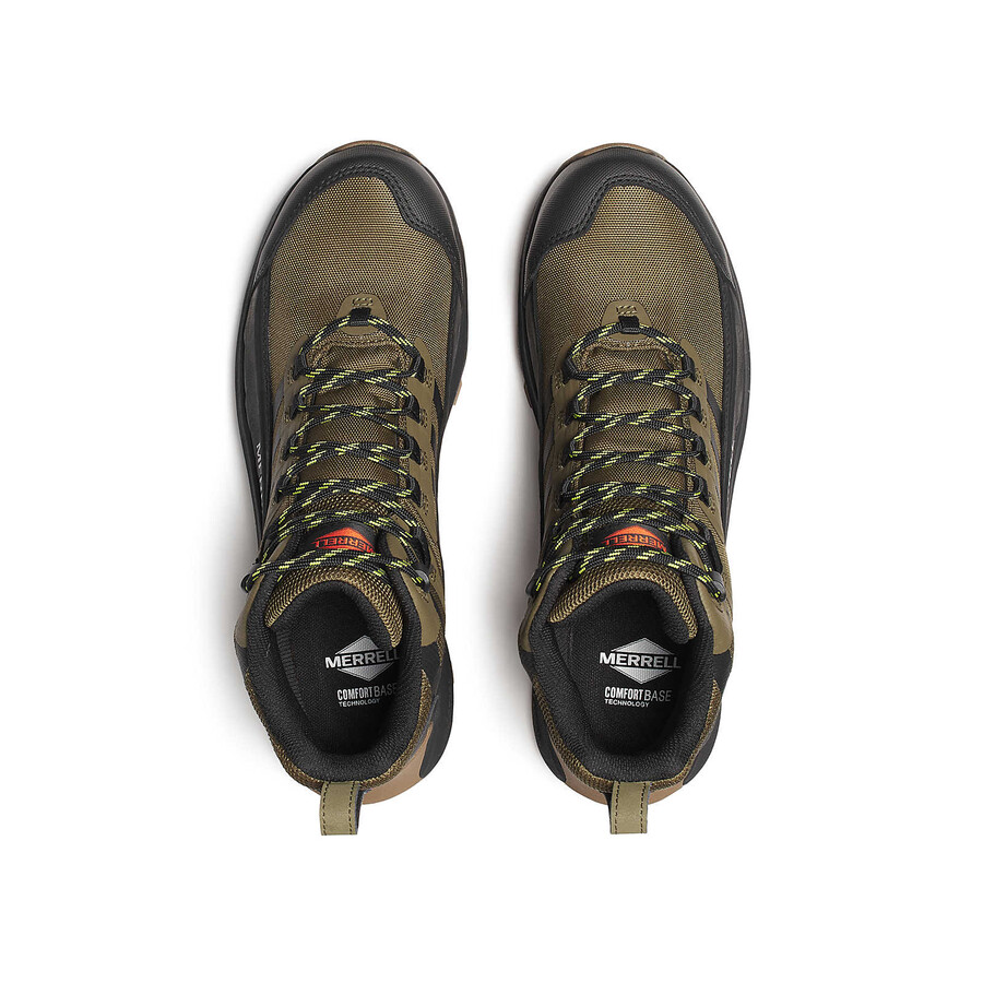 sapatos de trabalho impermeáveis moab speed 2 fx mid em fibra de carbono para homem cor oliva.