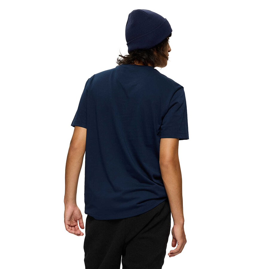 camiseta masculina de manga curta com bolso e modelagem relaxada - azul marinho noite