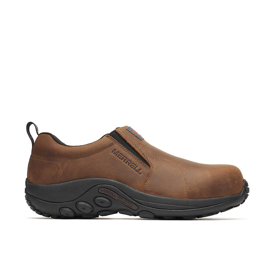 tênis masculino jungle moc em couro com fibra de carbono de alta visibilidade - modelo slip on marrom