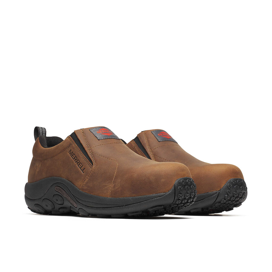 tênis masculino jungle moc em couro com fibra de carbono de alta visibilidade - modelo slip on marrom