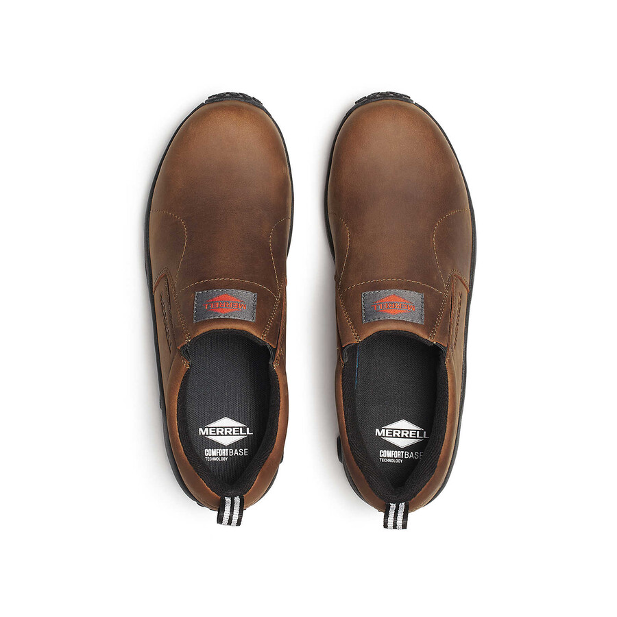 tênis masculino jungle moc em couro com fibra de carbono de alta visibilidade - modelo slip on marrom