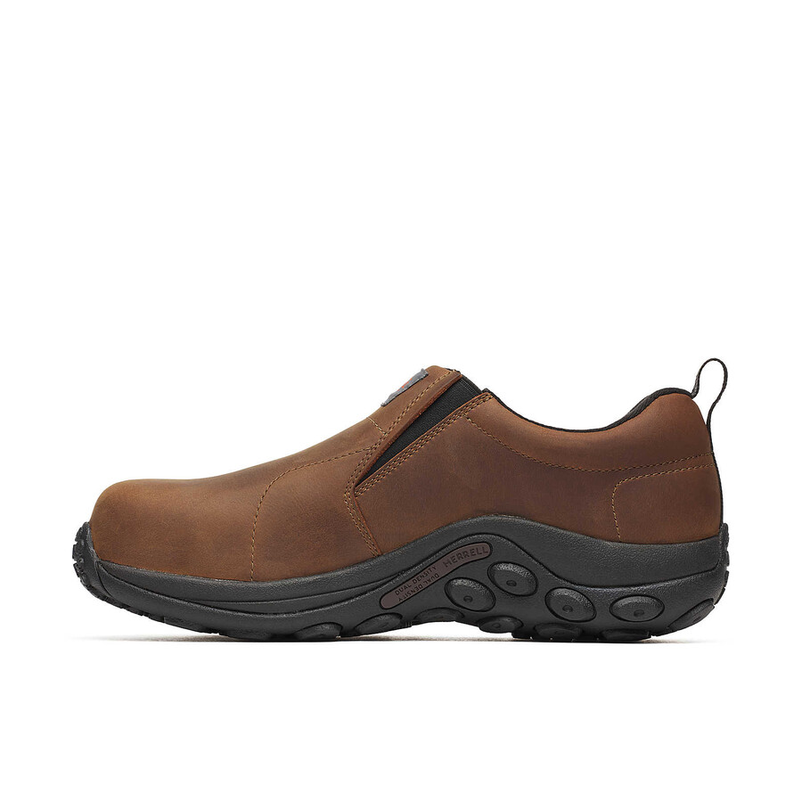 tênis masculino jungle moc em couro com fibra de carbono de alta visibilidade - modelo slip on marrom