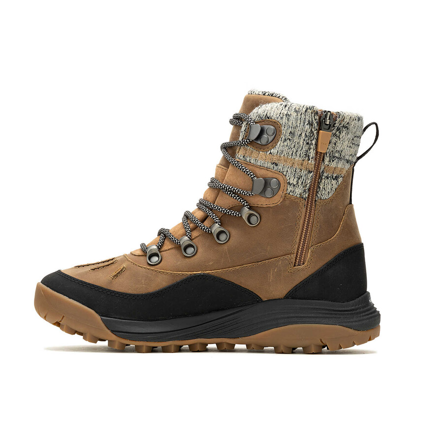 botas de caminhada de inverno impermeáveis siren 4 thermo mid zip para mulheres cor tabaco.