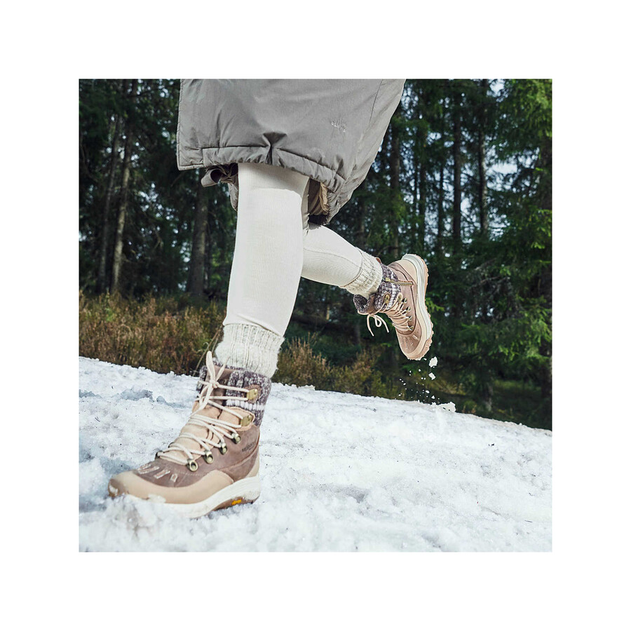 botas de caminhada de inverno impermeáveis siren 4 thermo mid zip para mulheres cor tabaco.