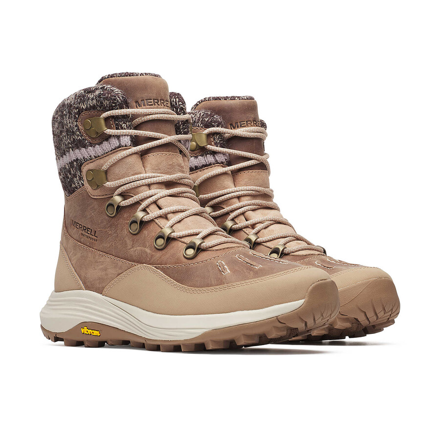botas de caminhada de inverno impermeáveis siren 4 thermo mid zip para mulheres cor hazel.