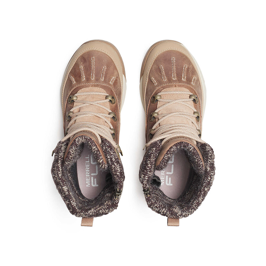 botas de caminhada de inverno impermeáveis siren 4 thermo mid zip para mulheres cor hazel.
