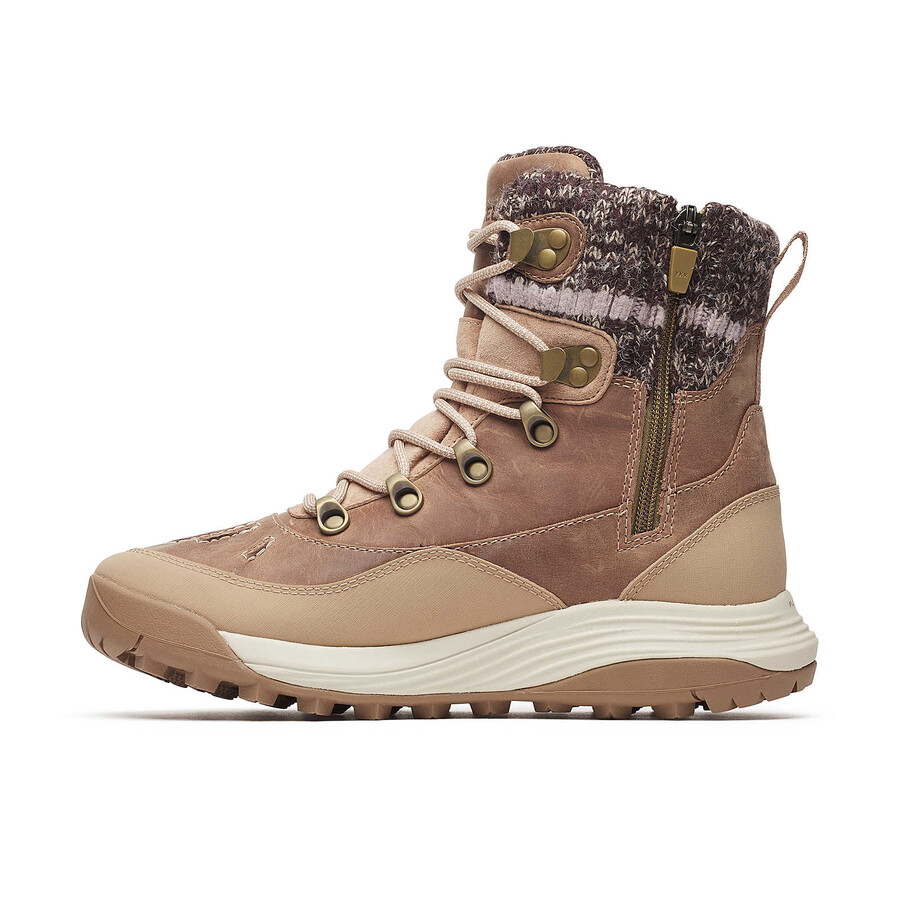 botas de caminhada de inverno impermeáveis siren 4 thermo mid zip para mulheres cor hazel.