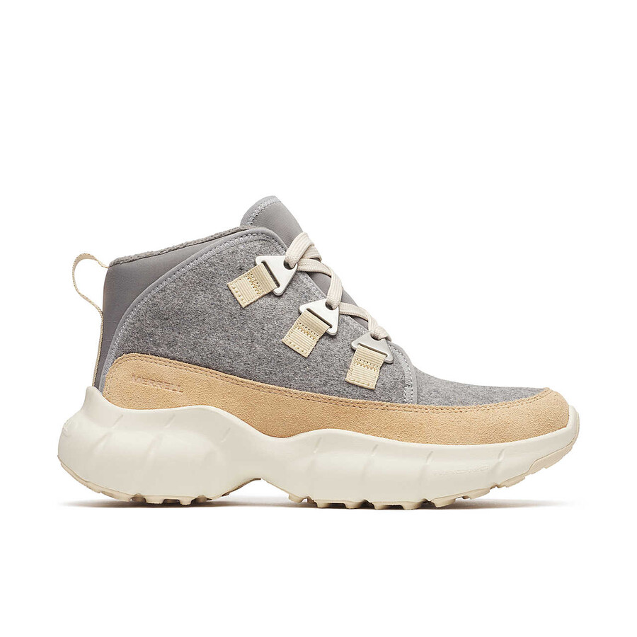 botas casuais femininas clover mid de lã impermeável cor latte
