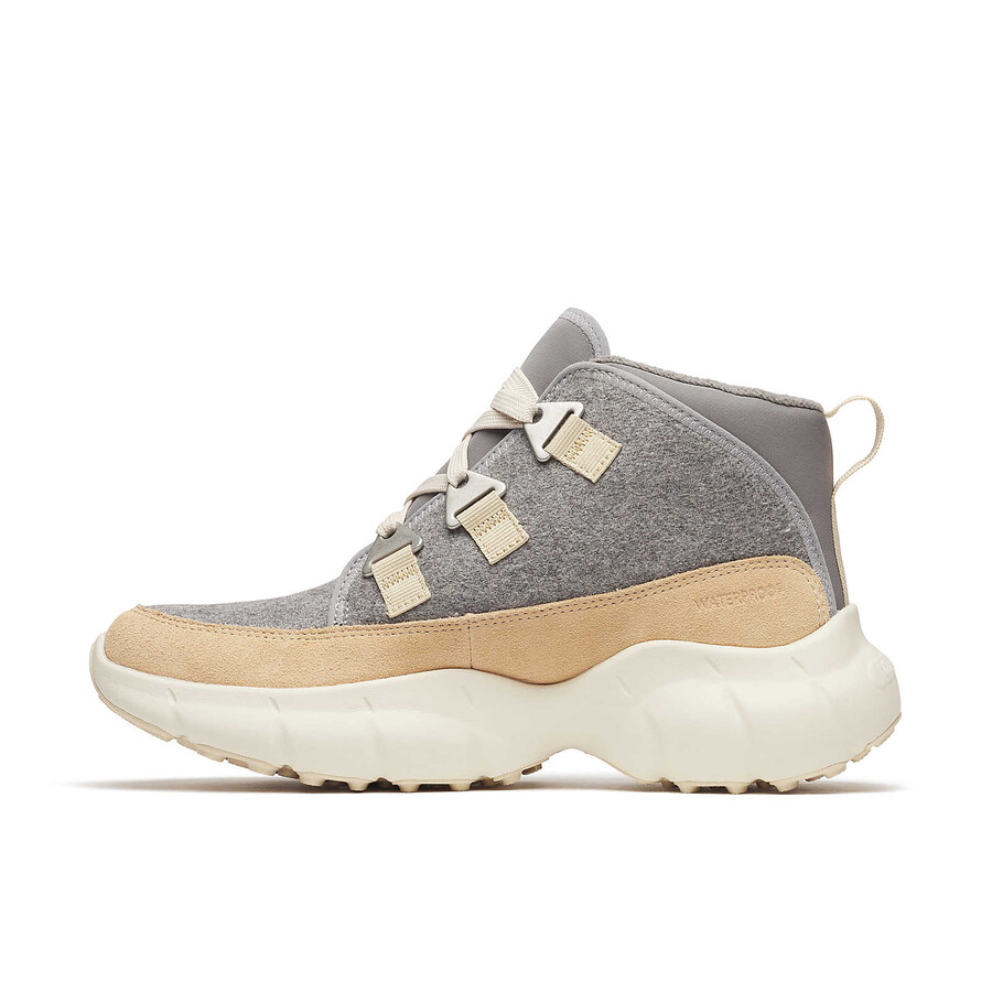 botas casuais femininas clover mid de lã impermeável cor latte