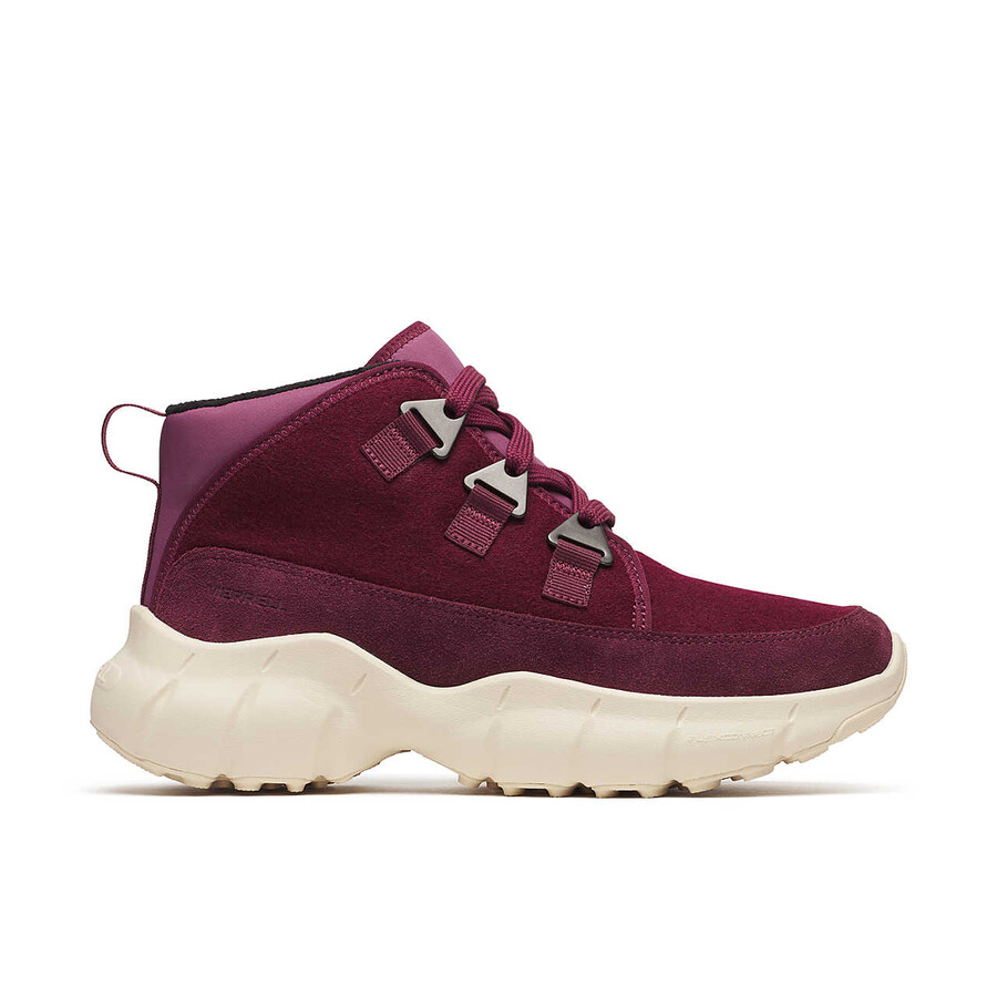 botas casuais femininas clover mid de lã impermeável cor cereja escura.