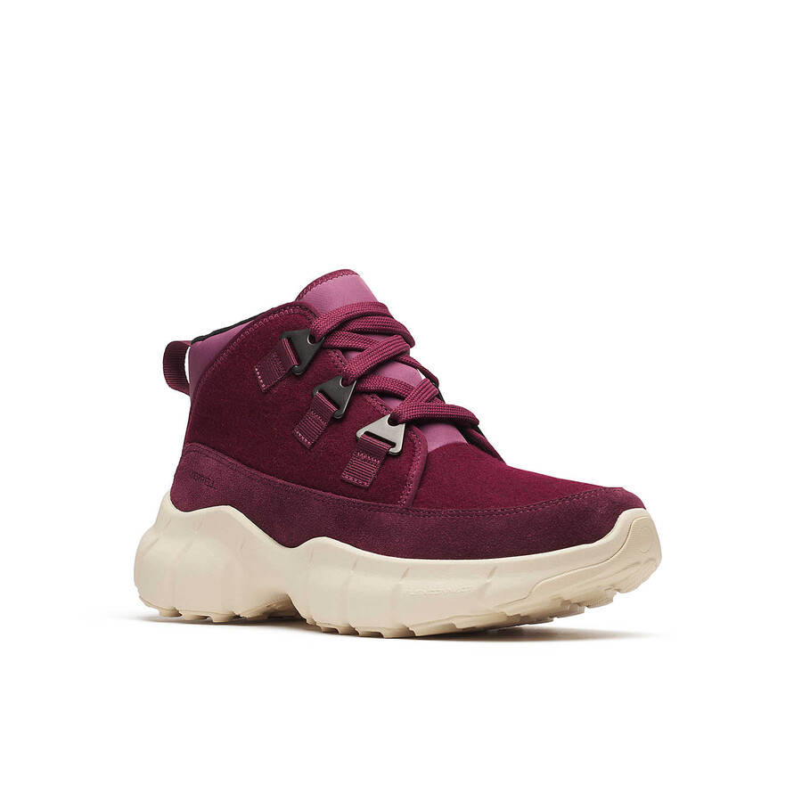 botas casuais femininas clover mid de lã impermeável cor cereja escura.