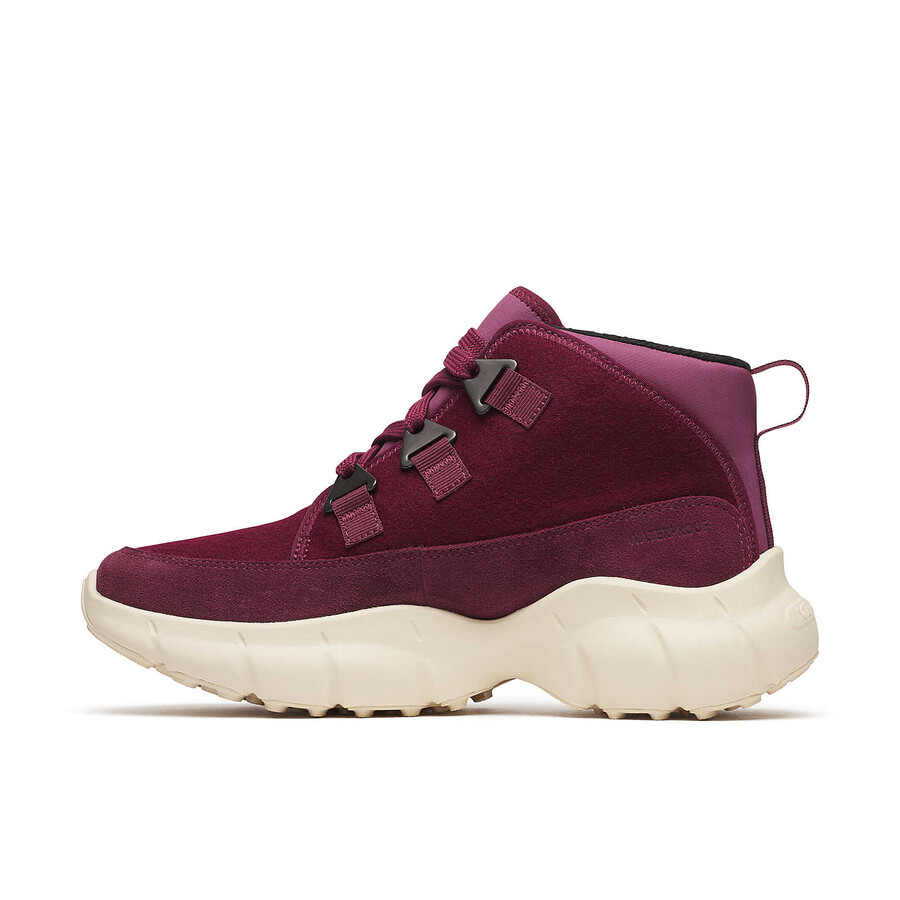 botas casuais femininas clover mid de lã impermeável cor cereja escura.