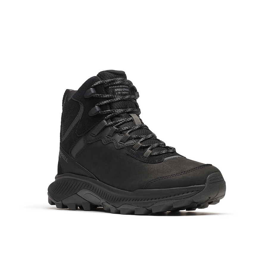 botas de caminhada de inverno impermeáveis speed strike 2 em couro modelo thermo mid para mulheres na cor preta.