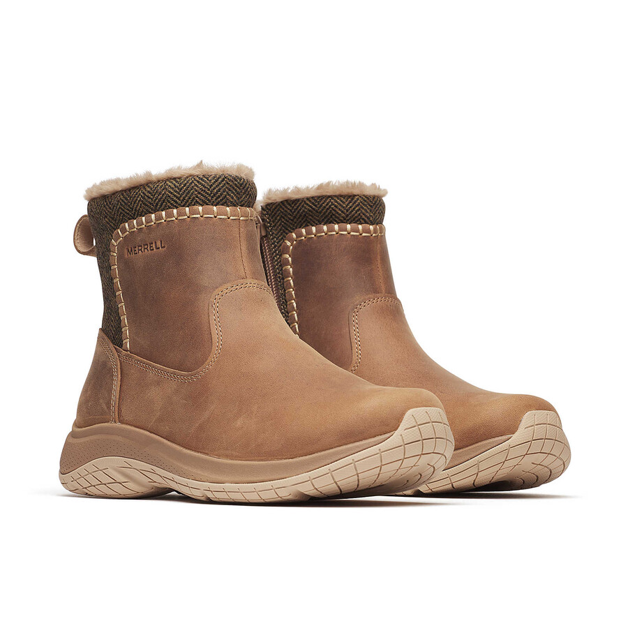 botas casuais de inverno femininas encore ice 5 com zíper médio cor hazel