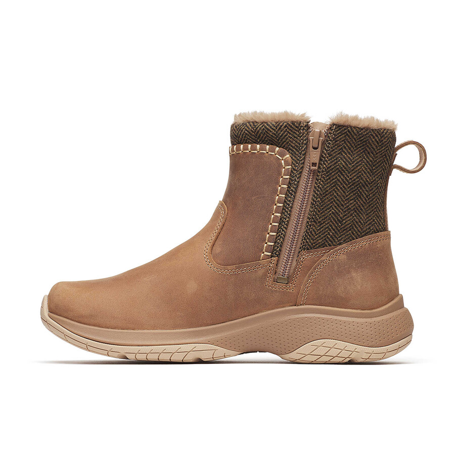 botas casuais de inverno femininas encore ice 5 com zíper médio cor hazel