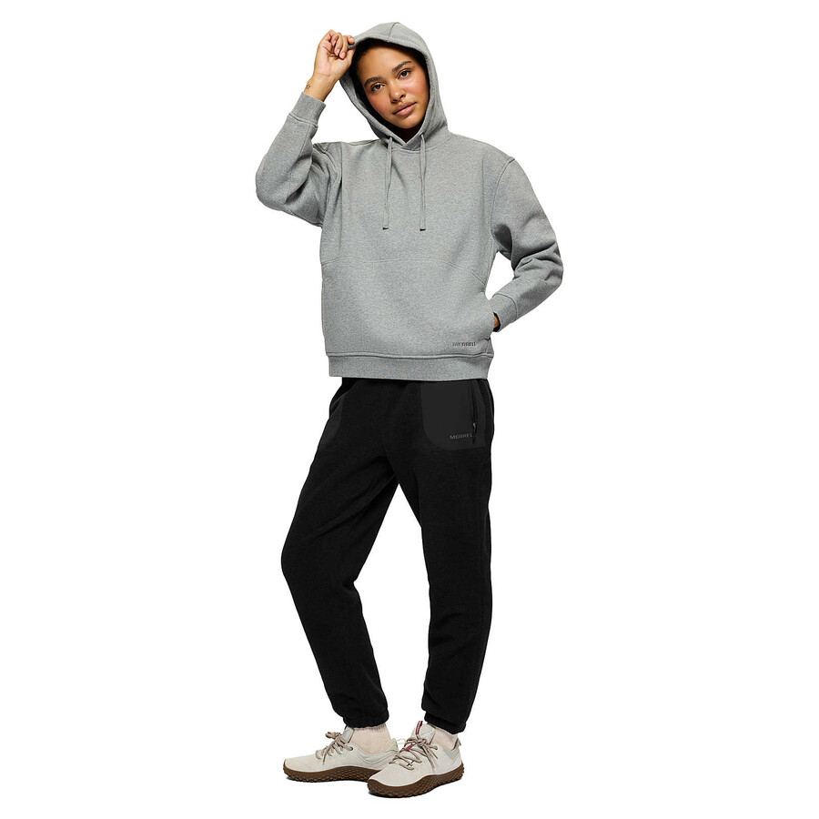 moletom feminino com capuz estilo descontraído - cinza mesclado