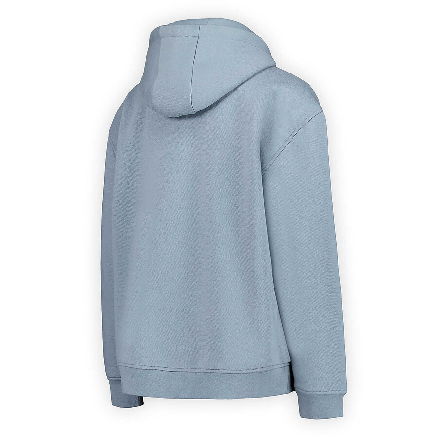 moletom feminino com capuz estilo descontraído azul-claro.