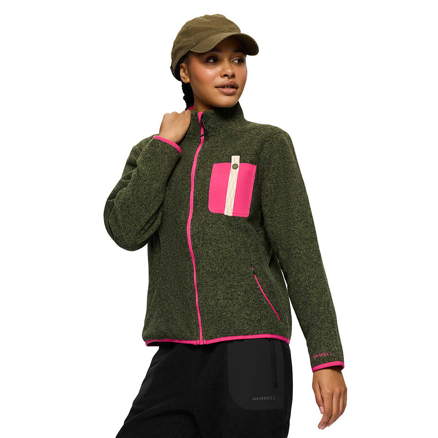 jaqueta feminina jungle fleece com zíper completo - zíper completo sem capuz cor iguanabeterraba