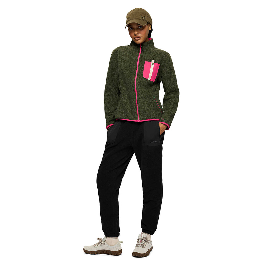 jaqueta feminina jungle fleece com zíper completo - zíper completo sem capuz cor iguanabeterraba